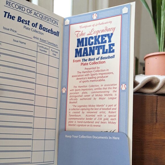 MICKEY MANTLE Plate LIMITED EDITION Hamilton Collection New In Box w/ Paperwork - Picture 4 of 13